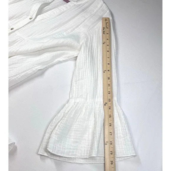 Faherty Kasey Organic Cotton Gauze Dress Sz L Tiered White Boho Cottage READ - Picture 12 of 16